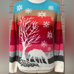 Talbots Colorful Winter / Holiday Scene Sweater S/P
